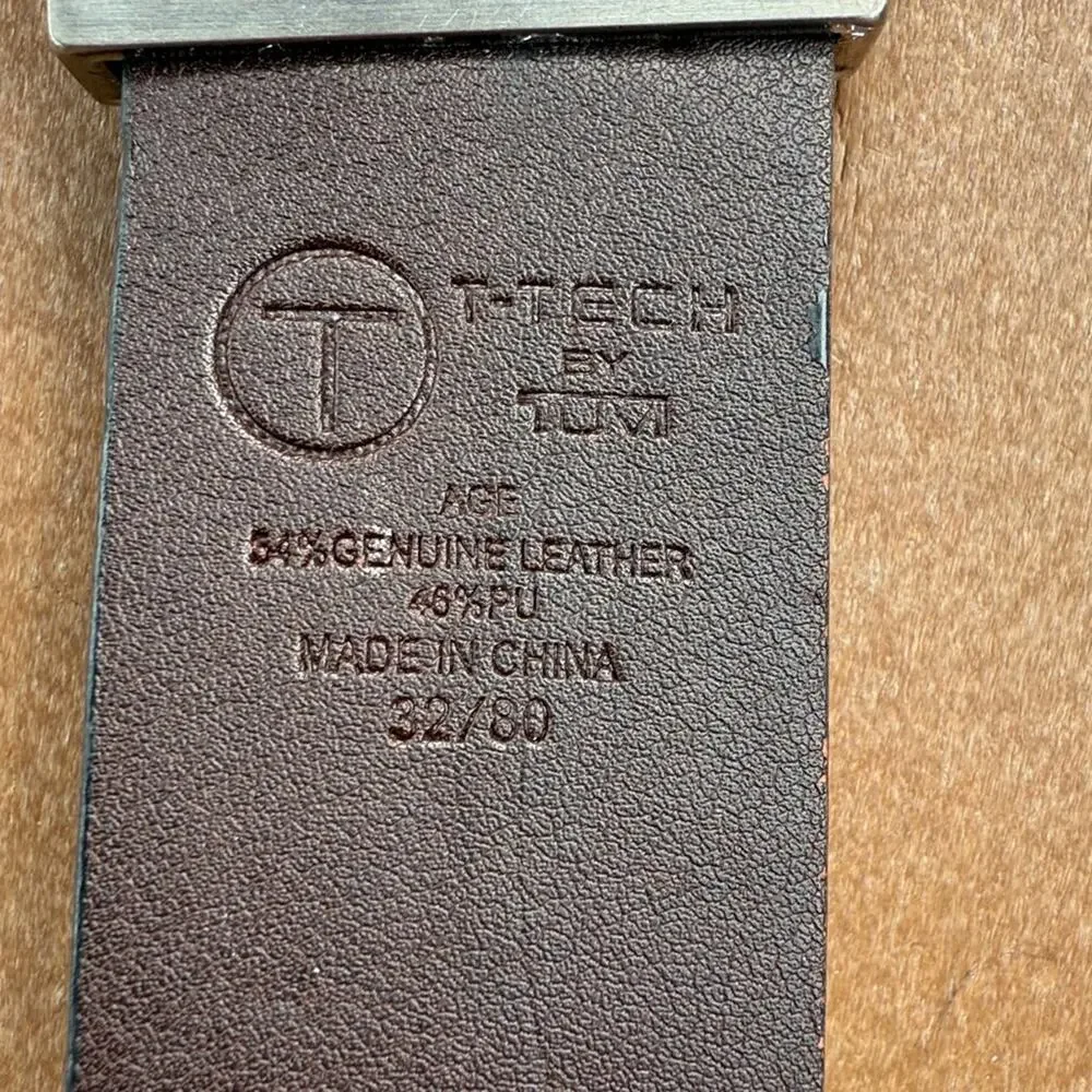 T Tech by Tumi Black Brown Reversible Belt Silver Buckle Size 32